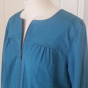 NIOTTO Teal Blue Zip-Up Swing Jacket Lightweight Minimalist